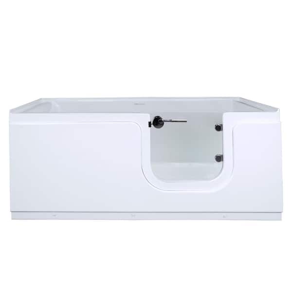 Homeward Bath Aquarite 59 in. x 30 in. x 24.5 in. Acrylic Freestanding Walk-In Air Bath Bathtub in White, Waterproof RHS Door/Drain