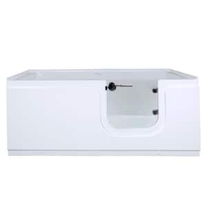 Aquarite 59 in. x 30 in. x 24.5 in. Acrylic Freestanding Walk-In Bathtub in White with Waterproof RHS Door/Drain