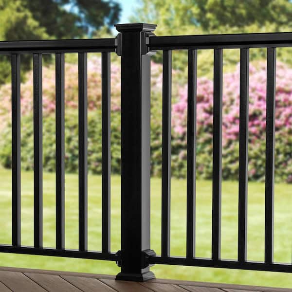 6 ft. x 36 in. Black PVC Composite Deck Horizontal Railing Kit with Square Composite Balusters Includes Brackets
