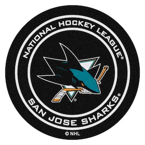 San Jose Sharks Black 27 in. Round Hockey Puck Mat