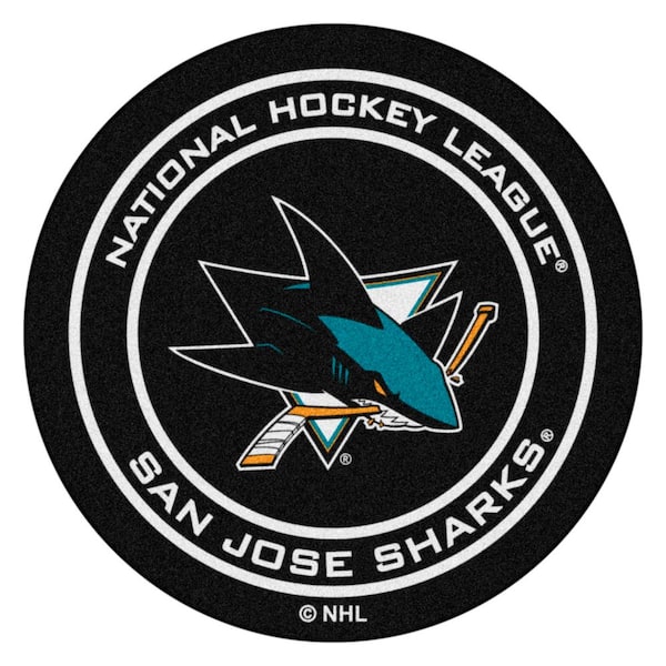 FANMATS San Jose Sharks Black 27 in. Round Hockey Puck Mat