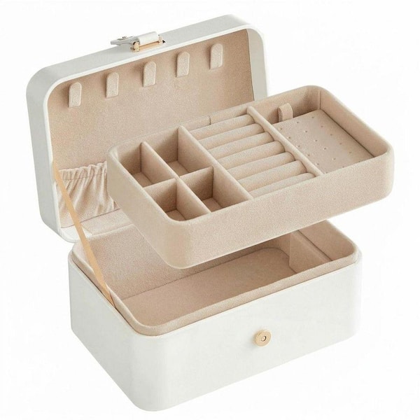 Small White Plastic Jewelry Box LINBQ622 - The Home Depot