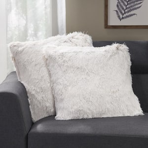 Frankfort White Solid Polyester 20 in. x 20 in. Throw Pillow (Set of 2)