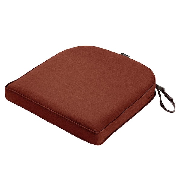 Classic Accessories Montlake Heather Henna Red 20 in. W x 20 in. D x 2 in. Thick Rounded Back Square Outdoor Seat Cushion