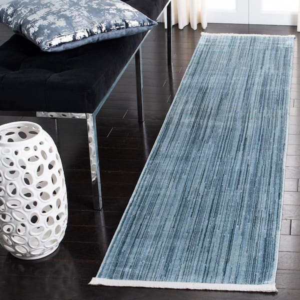 Dream 3 ft. x 12 ft. Blue/Gray Running Stripes Runner Rug
