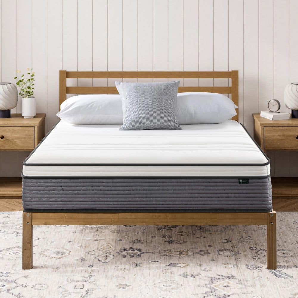 Zinus Medium Firm Support King Euro Top Pocket Spring Hybrid 12 in. Mattress