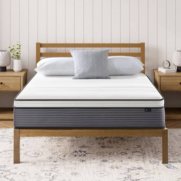 Zinus Medium Firm Support King Euro Top Pocket Spring Hybrid 12 in. Mattress