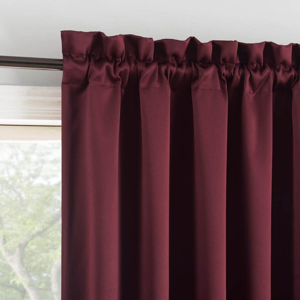 Wine Red 63" Blackout Rod Pocket Curtain Panel