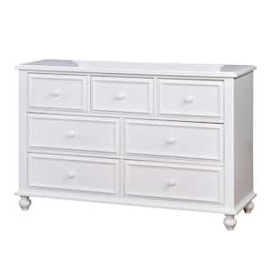 Olivia 7-Drawers 17 in. D x 53 in. W x 34 in. H White Dresser