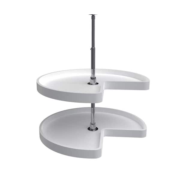 Rev-A-Shelf 26 in. H x 28 in. W x 28 in. D White Polymer 2-Shelf Kidney Shape Lazy Susan Set