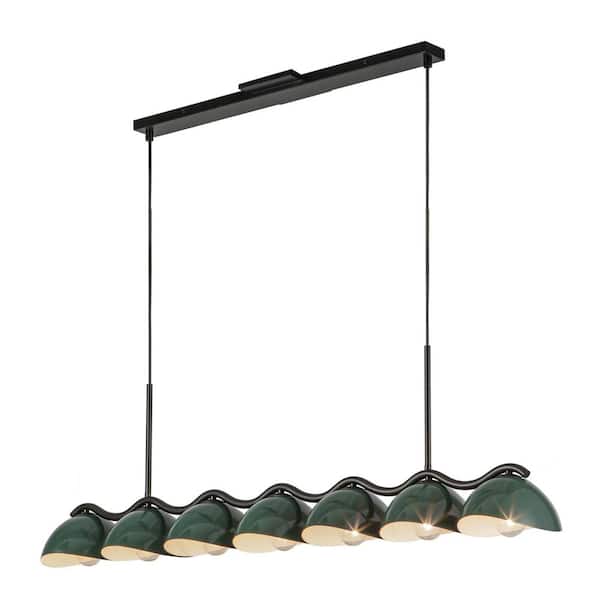 Atlas 42-in 7 Light 40-Watt Black/Pine Green Pendant Light