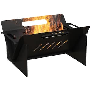 Black 9 in. Outdoor Wood Burning Fire Pit with Carrying Bag and Quick Assembly for Camping, Bonfire, Picnic, Backyard