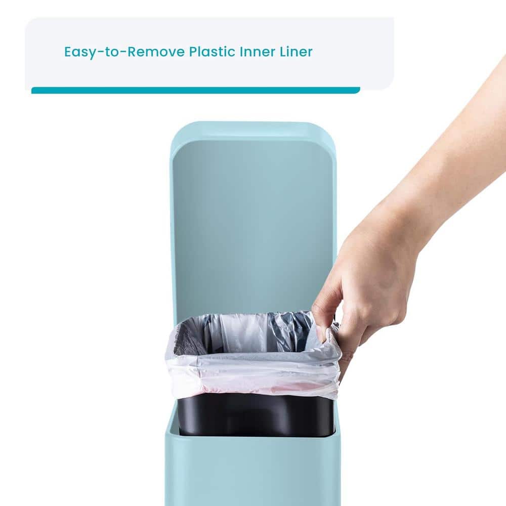 Light Blue Stainless Steel 1.3 Gallon Step Pedal Trash Can