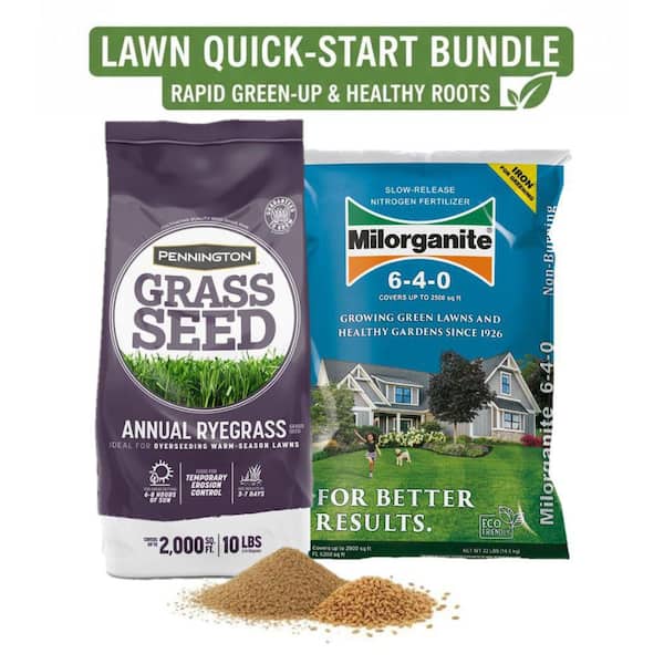 Annual Ryegrass 10 lb Grass Seed and 32 lb Organic Slow-Release 6-4-0 Lawn Fertilizer Combo