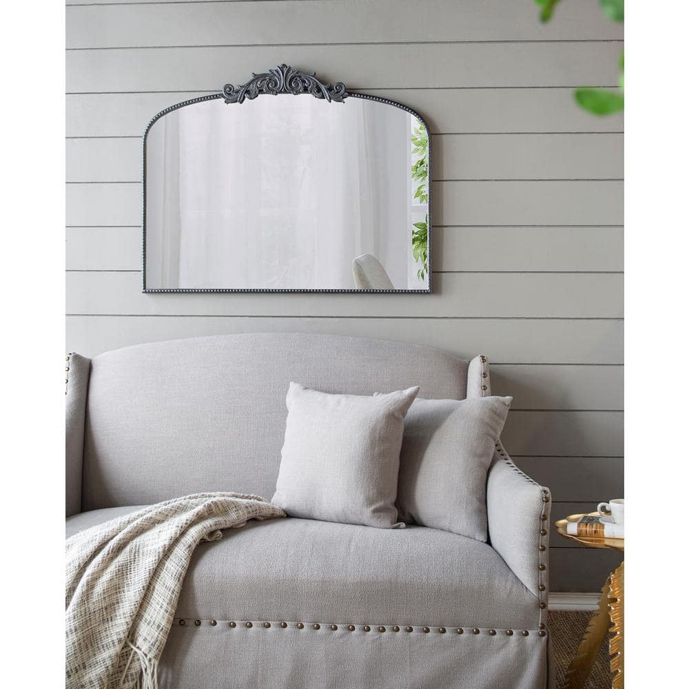 Baroque Inspired Black Wood Frame Rectangular Mirror 40"x31"