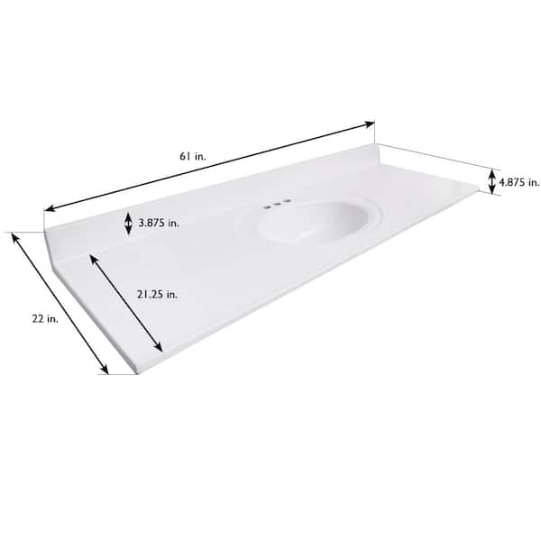 Design House - Cultured Marble Vanity Top, 61-inch, Solid White