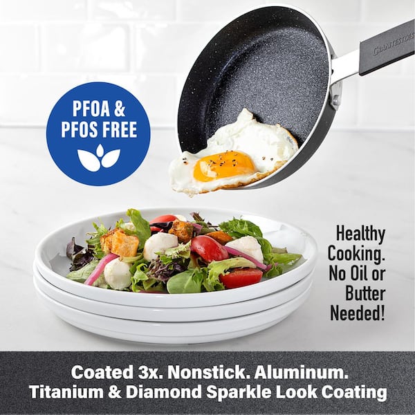 GRANITESTONE Professional 2-Piece Aluminum Ultra-Nonstick Hard Anodized  Diamond Infused Fry Pan Set (10 in. and 11.5 in.) 2638 - The Home Depot