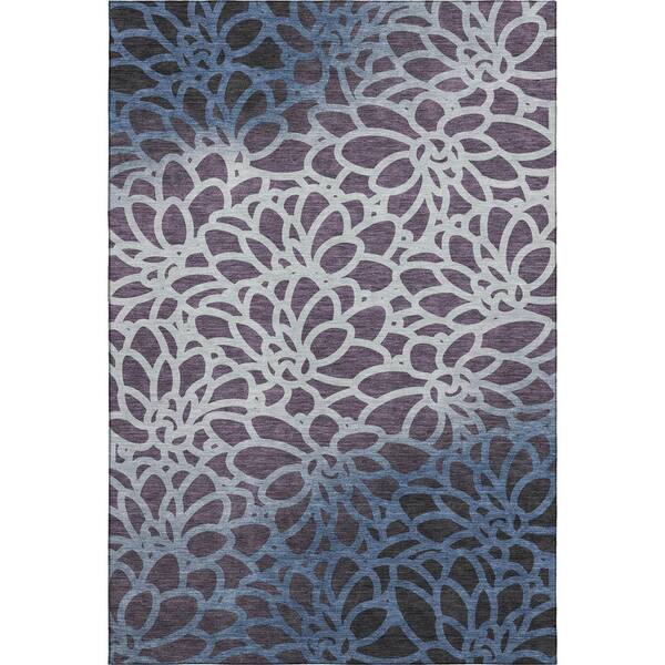 Mayfield Premium Machine Washable Abstract AMF2412 Plum 9 ft. x 12 ft. Area Rug