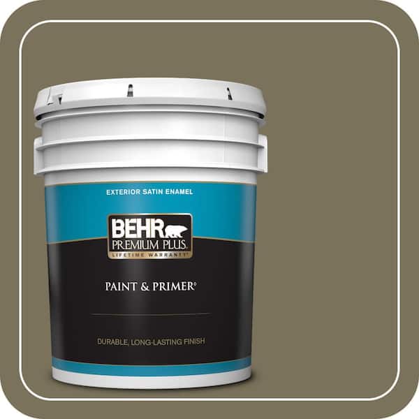 BEHR PREMIUM PLUS 5 gal. #380F-7 Crocodile Satin Enamel Exterior Paint & Primer