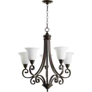 Bryant 5-Light Oiled Bronze Chandelier with Satin Opal Glass