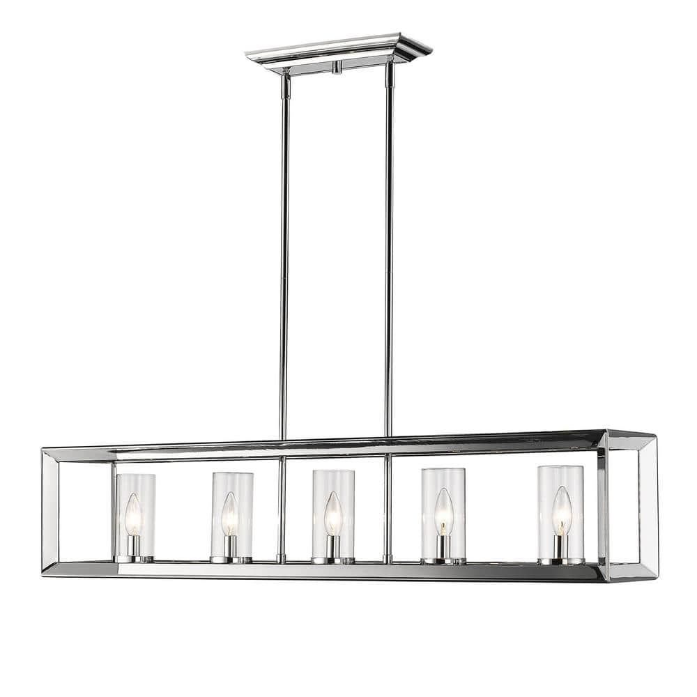 Smyth 41" Chrome and Clear Glass Linear Pendant Light