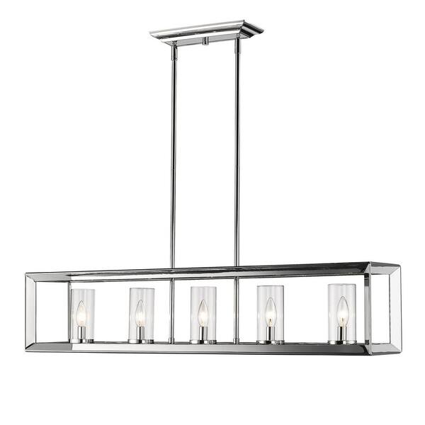 Golden Lighting - Smyth CH 5-Light Chrome Pendant with Clear Glass