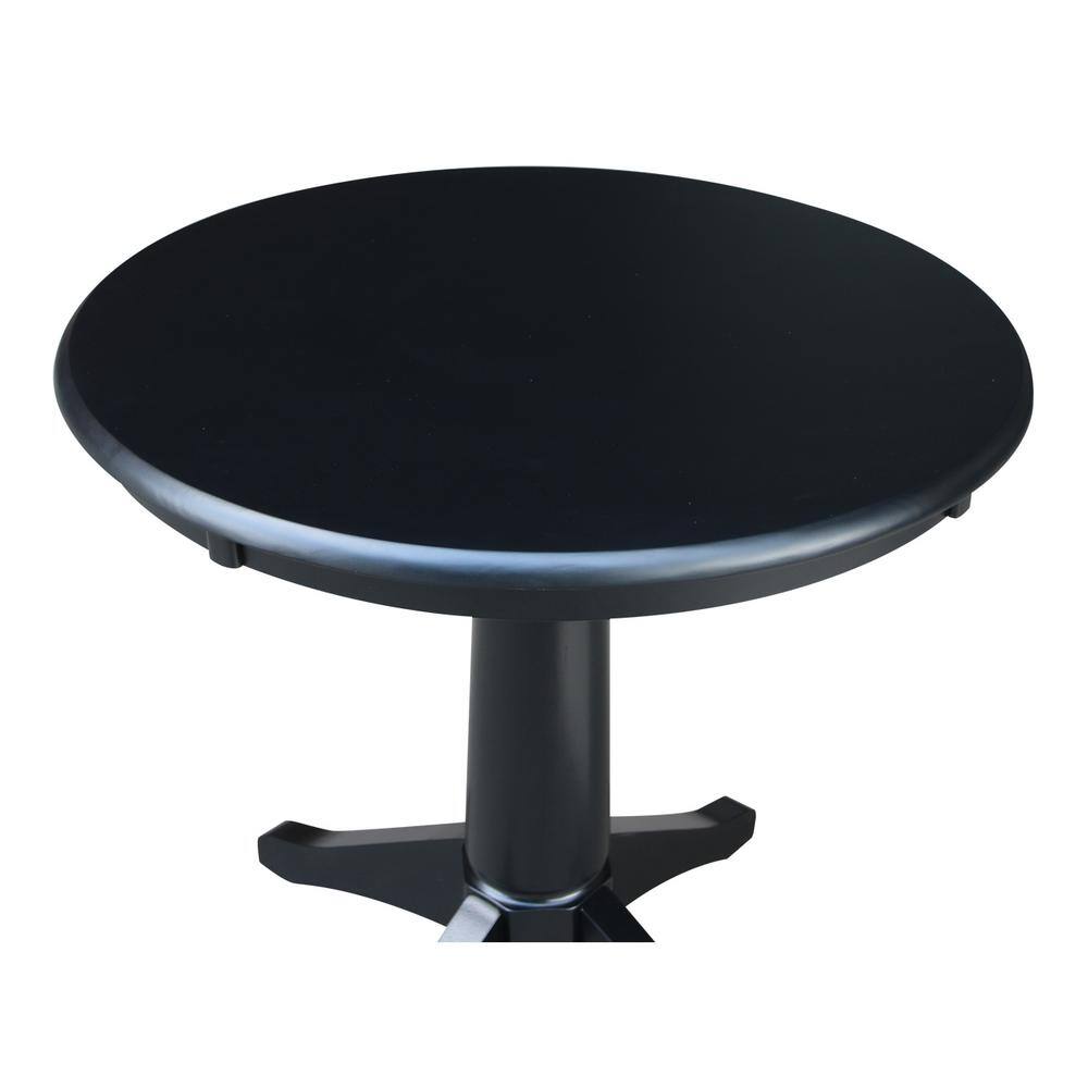 Black Round Solid Wood Pedestal Dining Table