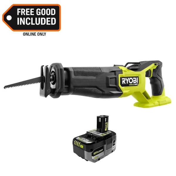 ONE+ HP 18V Brushless Cordless Reciprocating Saw with ONE+ 18V 4.0 Ah HIGH PERFORMANCE Battery