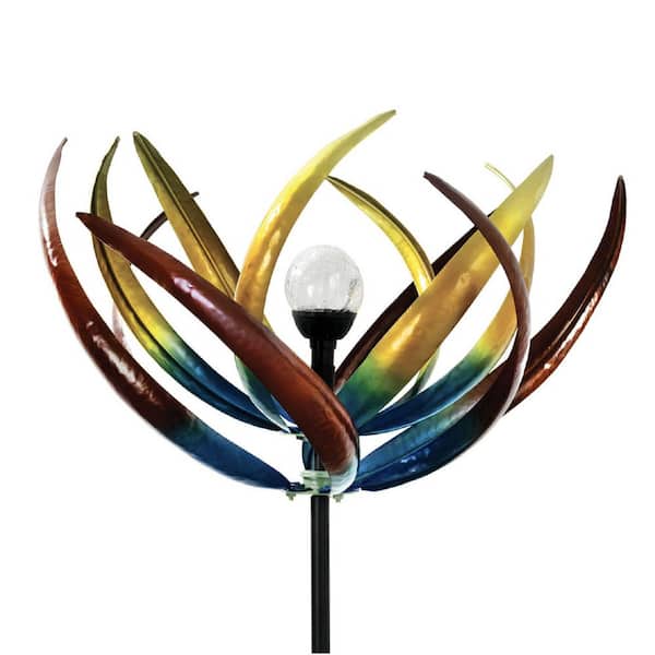 Unbranded 74 in. Multi-Color Tulip Wind Spinner Solar Powered Yard Decorations