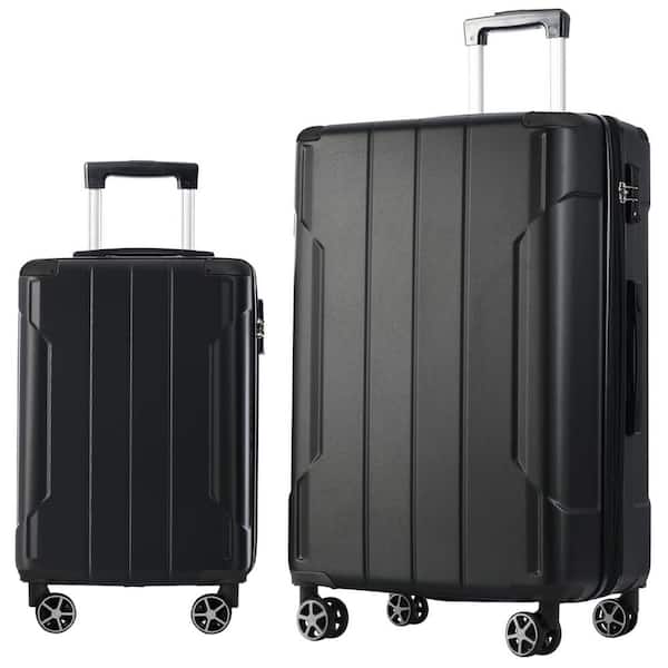 Merax Lightweight 2-Piece Black Expandable (Only 28 in.) ABS Hardshell Spinner 20 in., 28 in., Luggage Set with Double Wheels