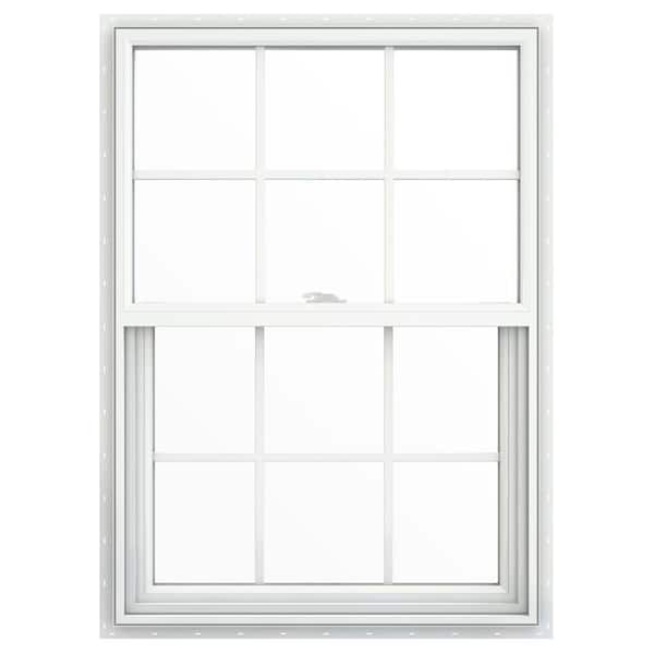JELD-WEN 29.5 in. x 35.5 in. V-2500 Series White Vinyl Single Hung Window with Colonial Grids/Grilles