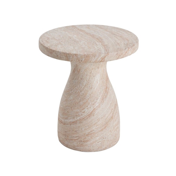 Beige Round MGO 23 in. H Outdoor Side Tables for Patio, Garden, Backyard