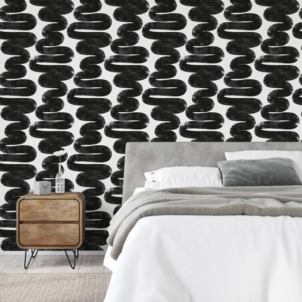 Black and White Abstract Peel and Stick Wallpaper