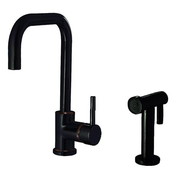 Whitehaus Collection Jem Collection Single-Handle Standard Kitchen Faucet with Side Sprayer in Oil Rubbed Bronze