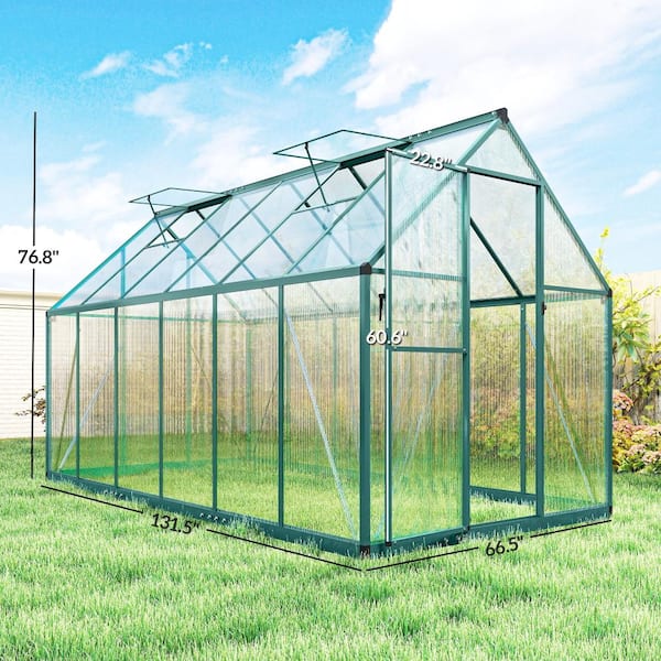 11 ft. W x 6 ft. D Polycarbonate Walk-in Greenhouse with Swing