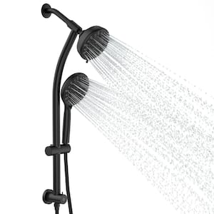 7-Spray Patterns with 1.8 GPM 4.7 in. Wall Mount Dual Shower Heads in Matte Black