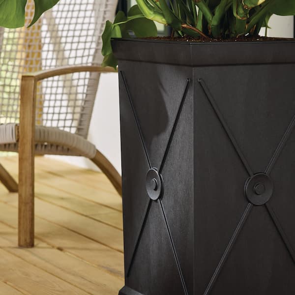 Tierra Verde 26 in. Slate Monarch Indoor/Outdoor Self Watering Planter MT5100836