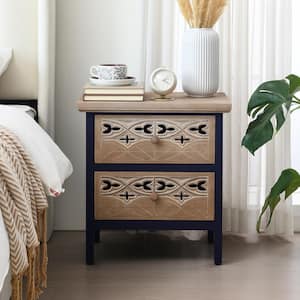 Natural Brown 2-Drawer 14.01 in. W Nightstand