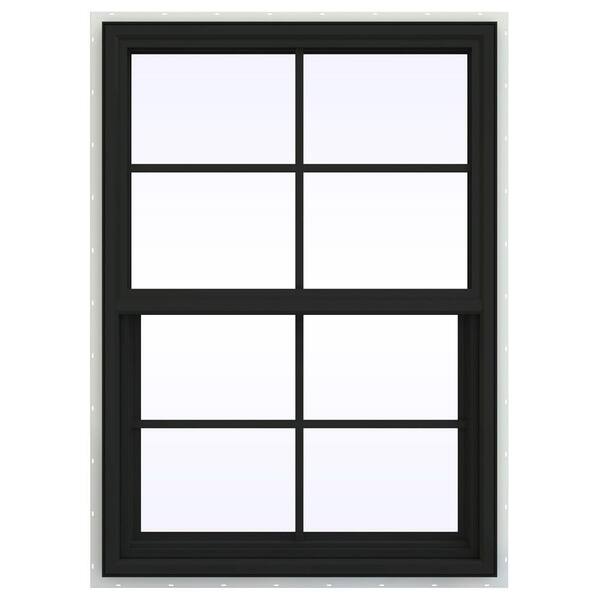 JELD-WEN 30 in. x 42 in. V-4500 Series Bronze FiniShield Vinyl Single Hung Window with Colonial Grids/Grilles