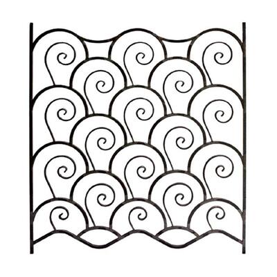 39-3/8 in. x 34-1/16 in. 1/2 in. Square Bar Gonzato Design Rolling Scrolls Design Forged Wrought Iron Raw Railing Panel