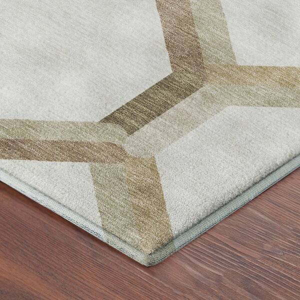 Mayfield Premium Machine Washable Abstract AMF2343 Ivory 9 ft. x 12 ft. Area Rug