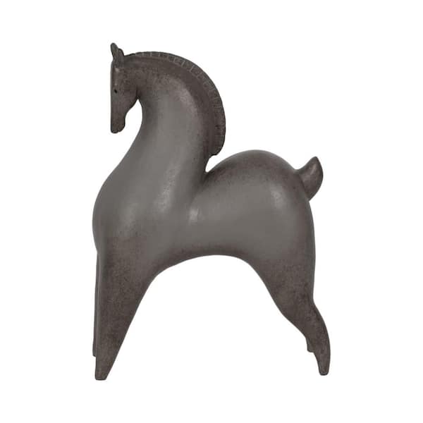 Liv & Skye Gray 9 in. x 12 in. Resin Novelty Curved Horse Figurine