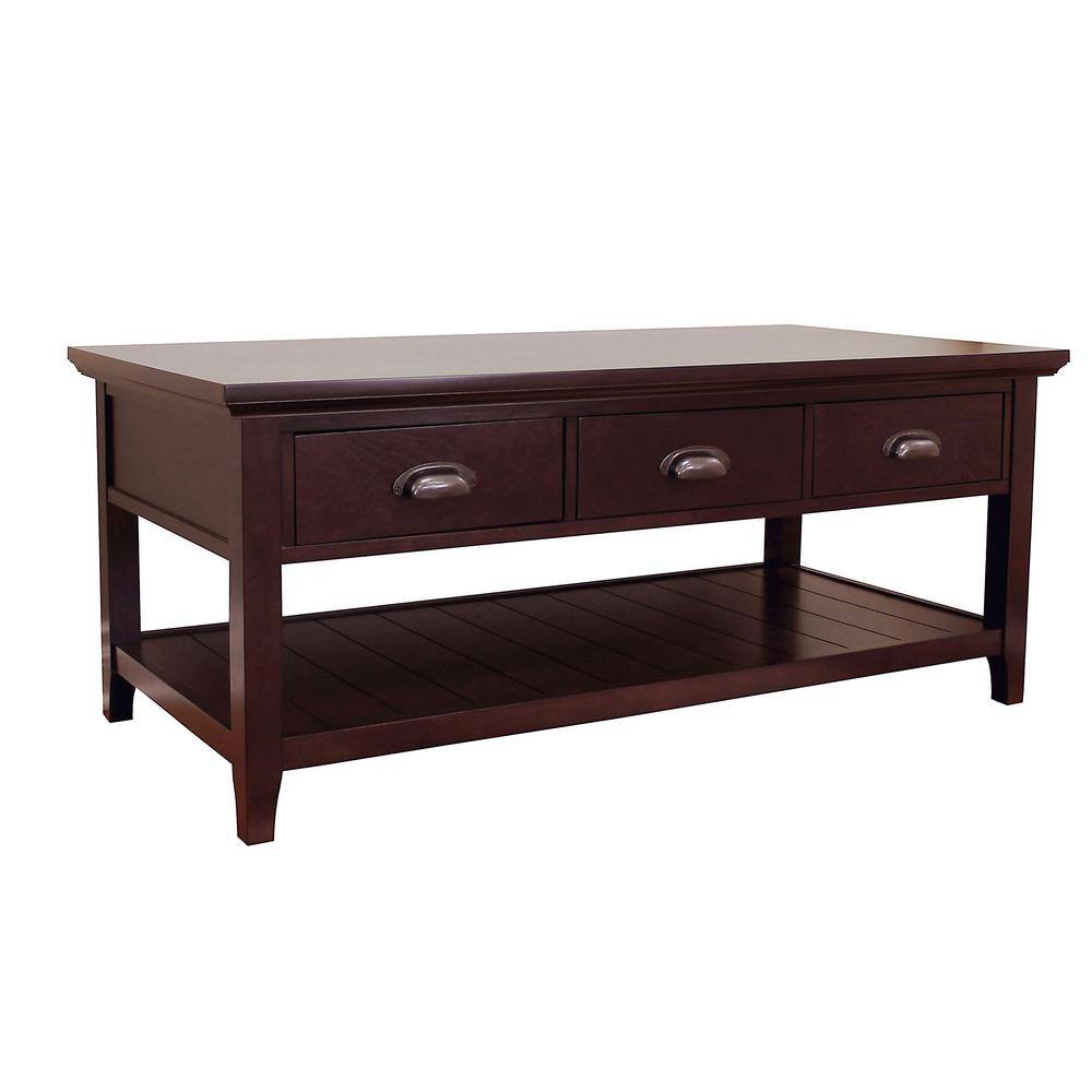 Reviews For Donnieann Lindendale 48 In Espresso Large Rectangle Wood Coffee Table With 3 Drawers 706115 The Home Depot