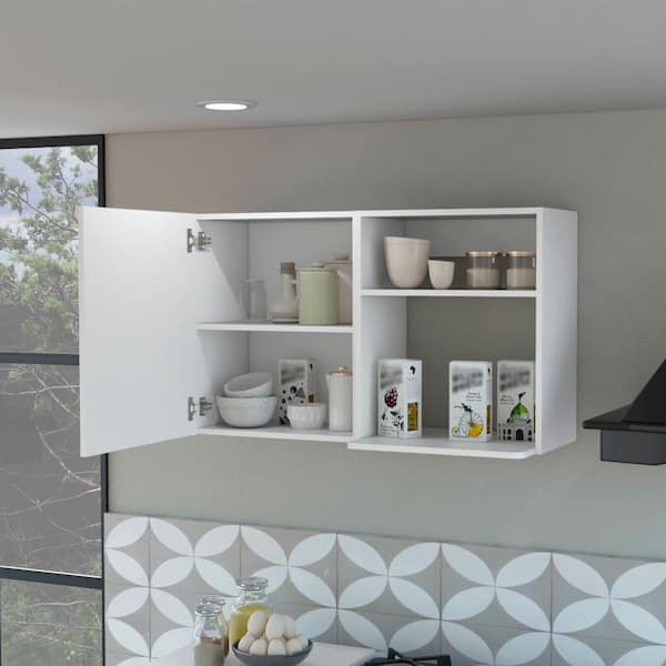 Amucolo 39.37 in. W x 15.75 in. D x 23.62 in. H White Wood Ready to Assemble Wall Kitchen Cabinet