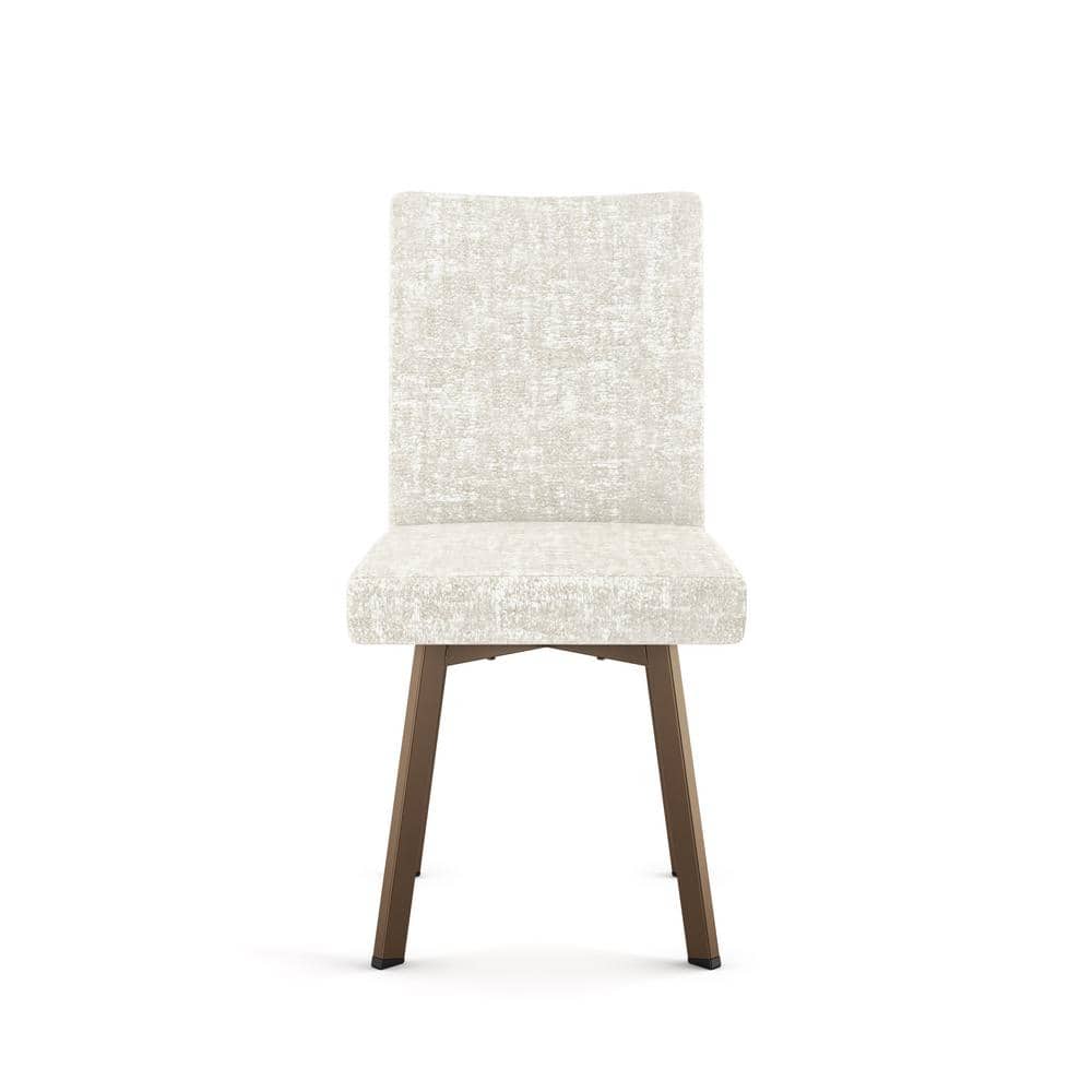 Parsons Sheep White & Cream Chenille Bronze Metal Side Chair