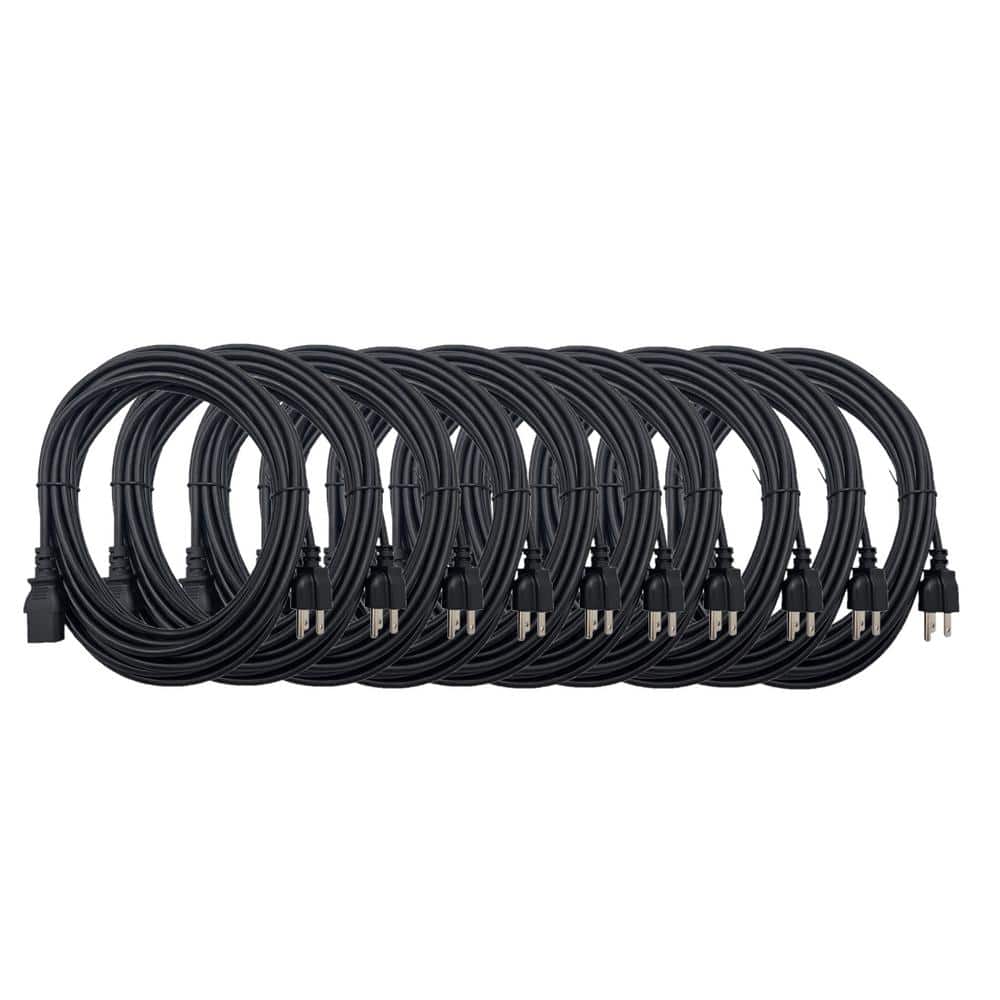 12 ft. Universal AC Power Cord UL Approved NEMA 5-15P to C13 18 AWG / 3-Conductors Indoor Black (10-Pack) price history on PriceWatchPro