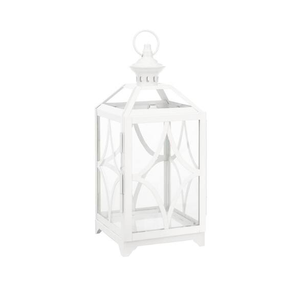 Metal And Glass Outdoor Patio Lantern, White Outdoor Candle Lanterns For Patio