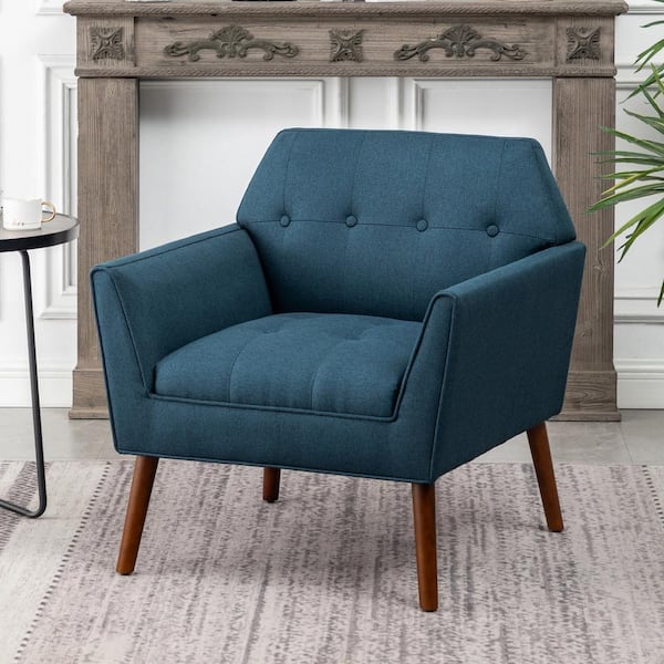 Convenience Concepts Take a Seat Andy Mid Century Dark Blue Fabric  Upholstered Modern Accent Lounge Armchair T1-122 - The Home Depot