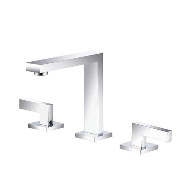 Staykiwi 8 in. Widespread Double Handle Mid Arc Bathroom Faucet in Chrome