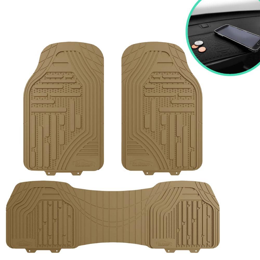 FH Group Tan Classic Rubber Liners Trimmable Car Floor Mats Universal